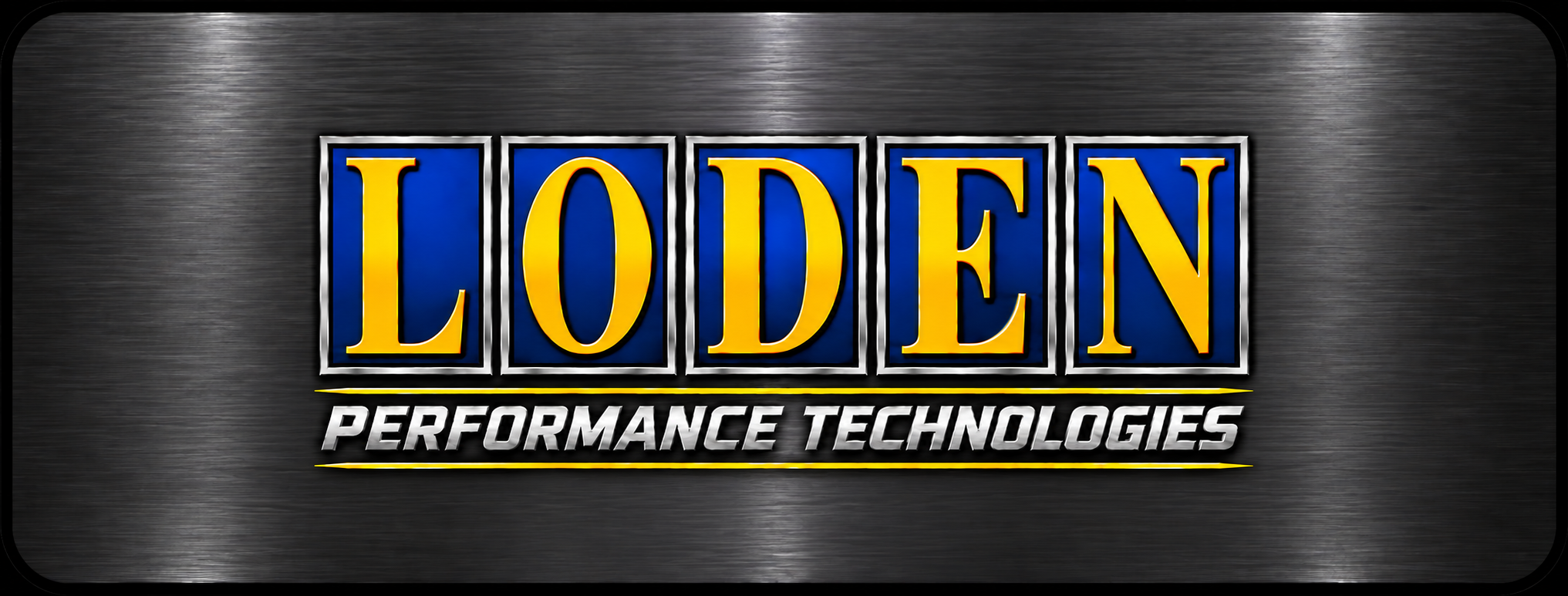Loden Performance Technologies logo on brushed gunmetal